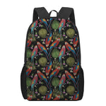 Embroidery Parrot Pattern Print 17 Inch Backpack