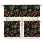 Embroidery Parrot Pattern Print 3 Piece Kitchen Curtains