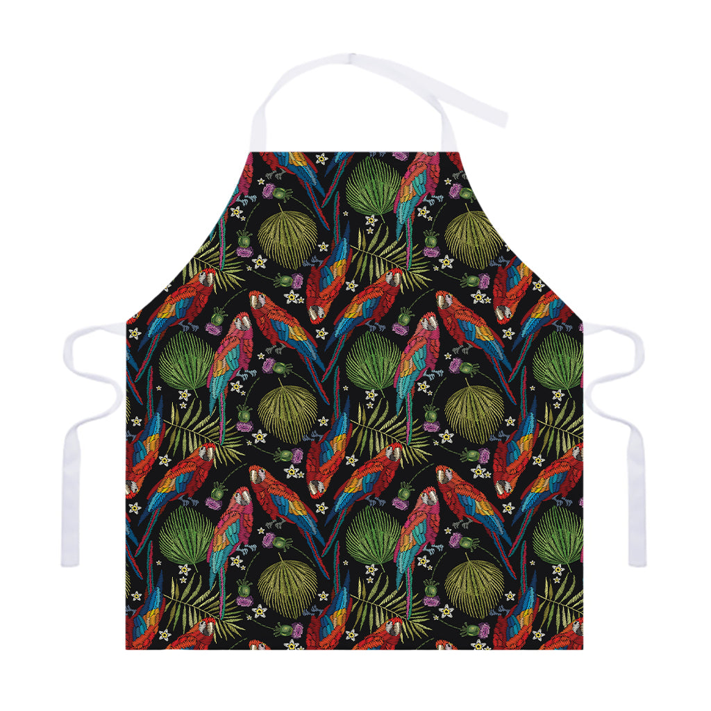 Embroidery Parrot Pattern Print Adjustable Apron