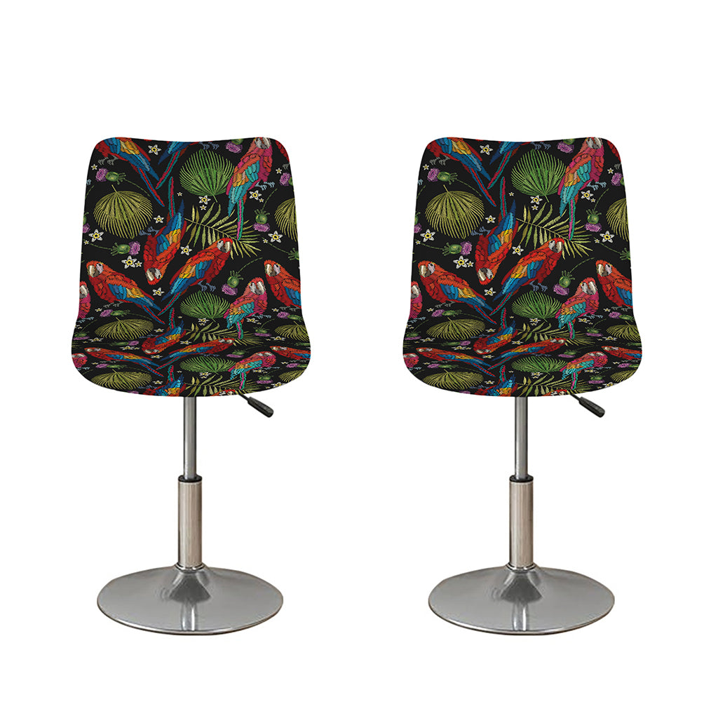 Embroidery Parrot Pattern Print Bar Stool Covers