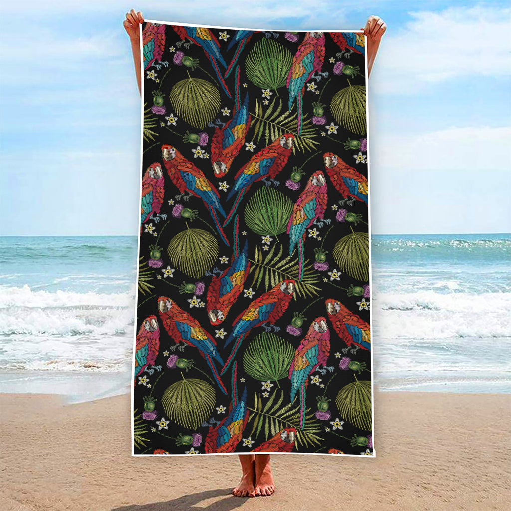 Embroidery Parrot Pattern Print Beach Towel