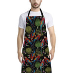 Embroidery Parrot Pattern Print Bib Apron With Pocket