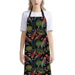 Embroidery Parrot Pattern Print Bib Apron With Pocket