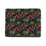 Embroidery Parrot Pattern Print Bifold Wallet