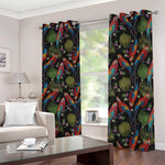 Embroidery Parrot Pattern Print Blackout Grommet Curtains