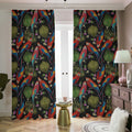 Embroidery Parrot Pattern Print Dimout Pencil Pleat Curtains
