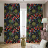 Embroidery Parrot Pattern Print Blackout Pencil Pleat Curtains