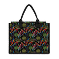 Embroidery Parrot Pattern Print Canvas Tote Bag