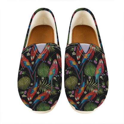 Embroidery Parrot Pattern Print Casual Shoes