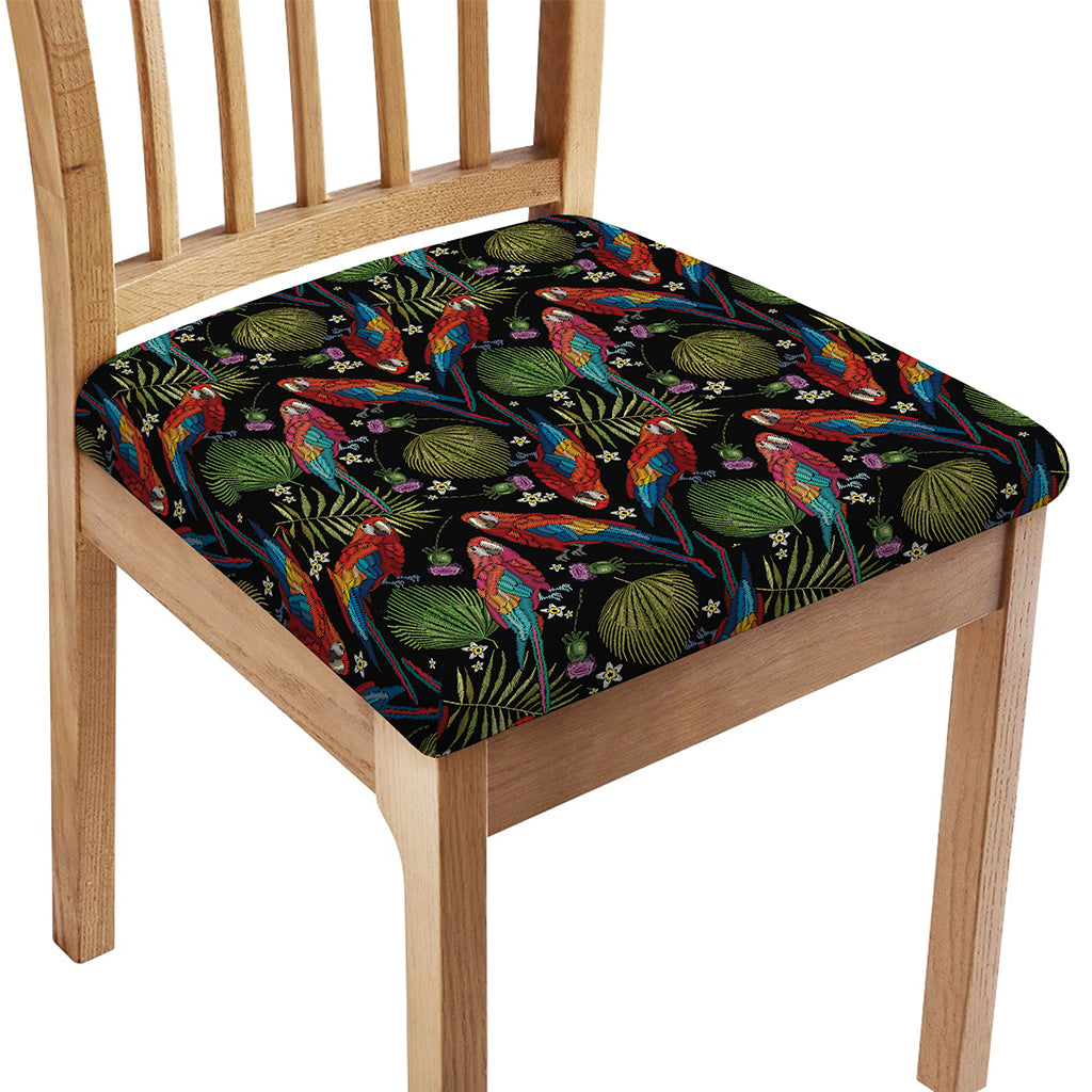 Embroidery Parrot Pattern Print Chair Cushion Cover