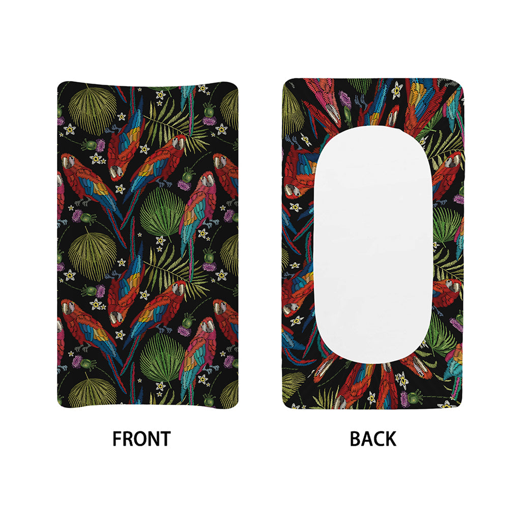 Embroidery Parrot Pattern Print Changing Pad Cover
