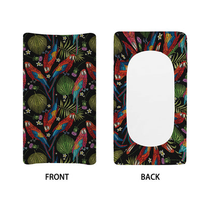 Embroidery Parrot Pattern Print Changing Pad Cover