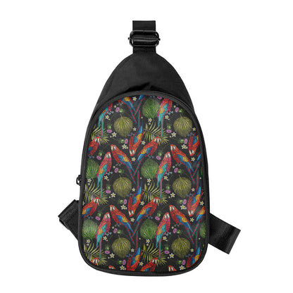 Embroidery Parrot Pattern Print Chest Bag