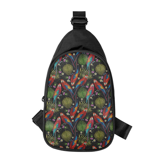 Embroidery Parrot Pattern Print Chest Bag