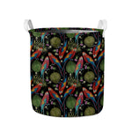 Embroidery Parrot Pattern Print Collapsible Laundry Basket