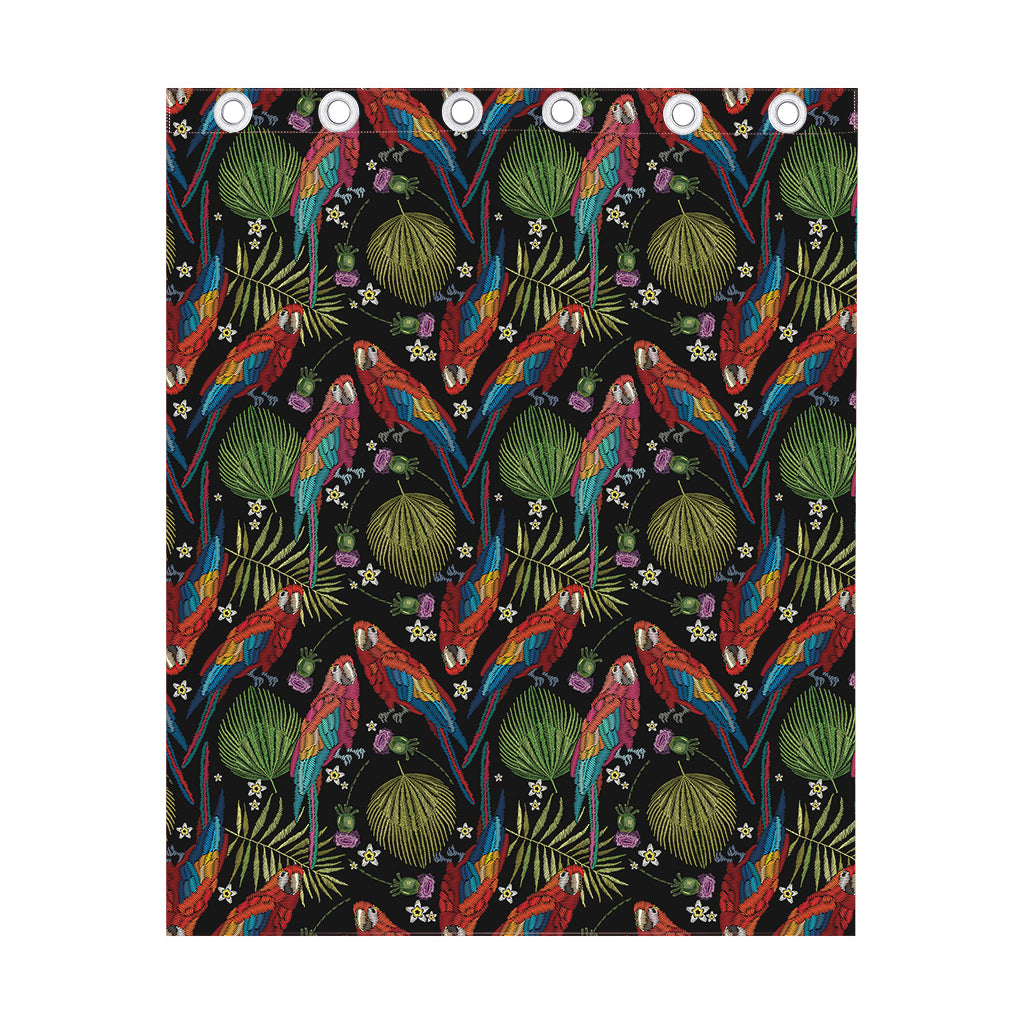 Embroidery Parrot Pattern Print Curtain