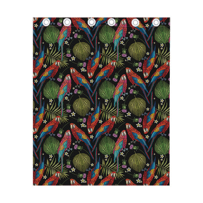 Embroidery Parrot Pattern Print Curtain