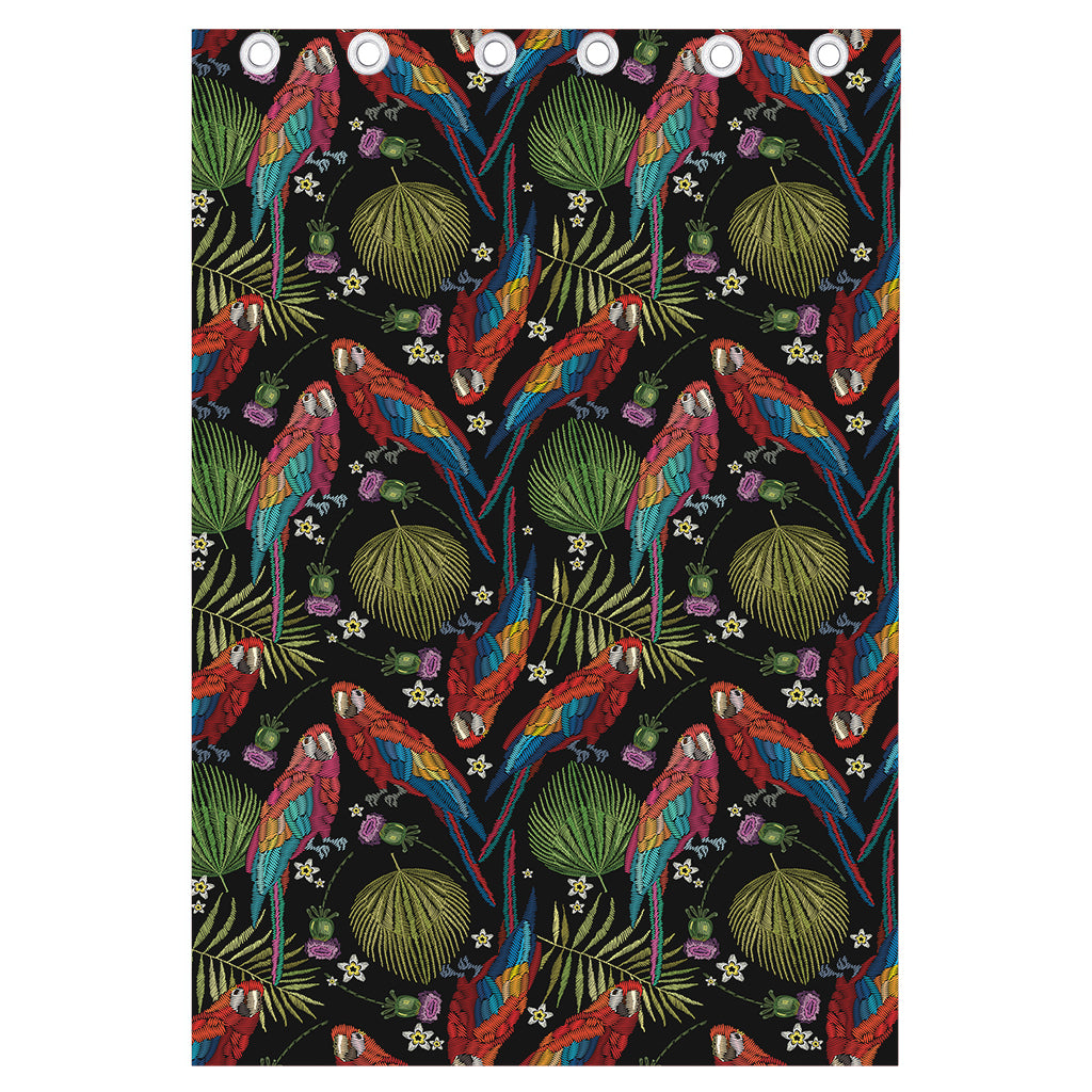 Embroidery Parrot Pattern Print Curtain