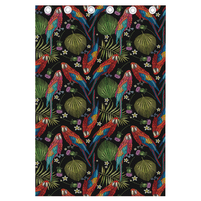 Embroidery Parrot Pattern Print Curtain