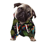 Embroidery Parrot Pattern Print Dog Zip Up Hoodie