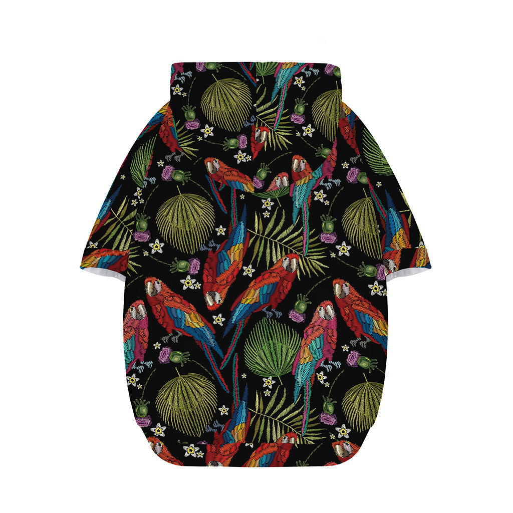 Embroidery Parrot Pattern Print Dog Zip Up Hoodie
