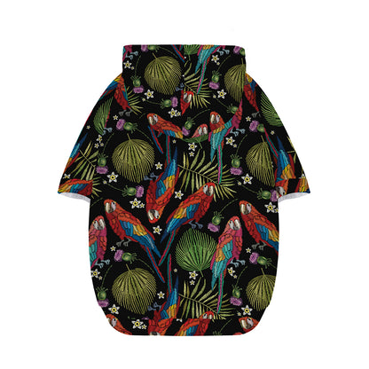 Embroidery Parrot Pattern Print Dog Zip Up Hoodie