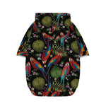 Embroidery Parrot Pattern Print Dog Zip Up Hoodie