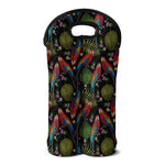 Embroidery Parrot Pattern Print Double Neoprene Wine Tote