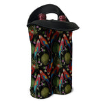 Embroidery Parrot Pattern Print Double Neoprene Wine Tote