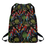 Embroidery Parrot Pattern Print Drawstring Backpack
