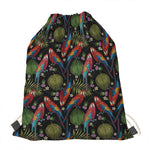 Embroidery Parrot Pattern Print Drawstring Bag