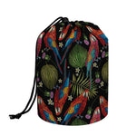 Embroidery Parrot Pattern Print Drawstring Makeup Bag