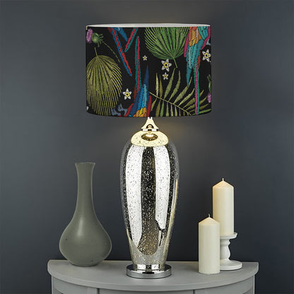 Embroidery Parrot Pattern Print Drum Lamp Shade