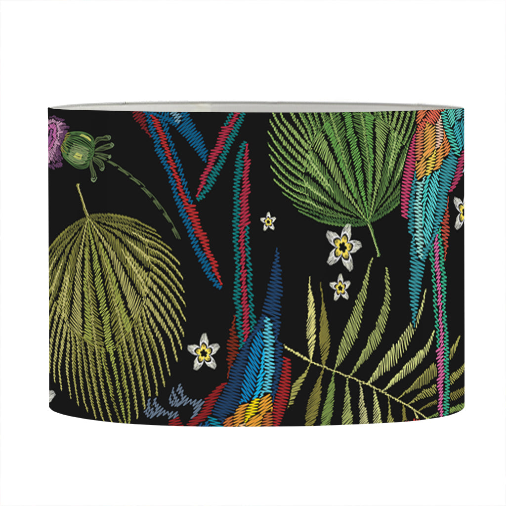 Embroidery Parrot Pattern Print Drum Lamp Shade