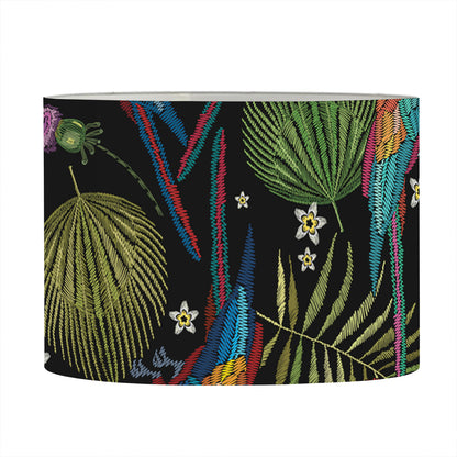 Embroidery Parrot Pattern Print Drum Lamp Shade