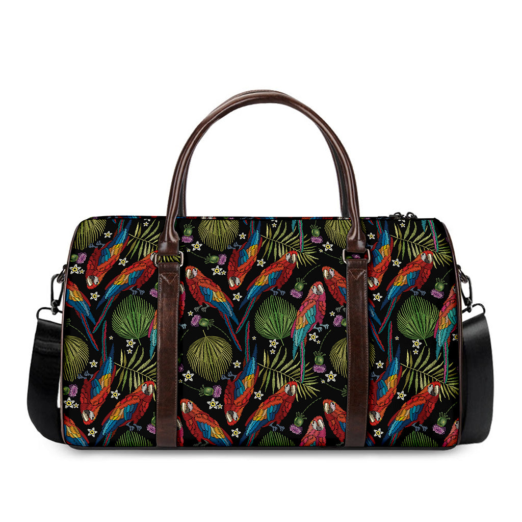 Embroidery Parrot Pattern Print Duffle Bag
