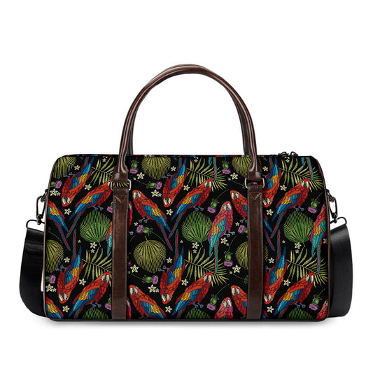 Embroidery Parrot Pattern Print Duffle Bag