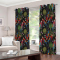 Embroidery Parrot Pattern Print Extra Wide Grommet Curtains