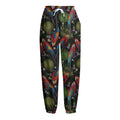 Embroidery Parrot Pattern Print Fleece Lined Knit Pants