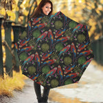 Embroidery Parrot Pattern Print Foldable Umbrella