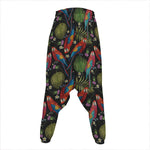Embroidery Parrot Pattern Print Hammer Pants