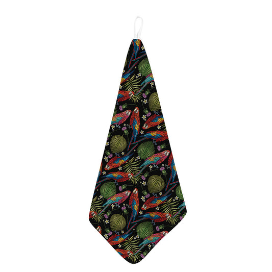 Embroidery Parrot Pattern Print Hand Towel