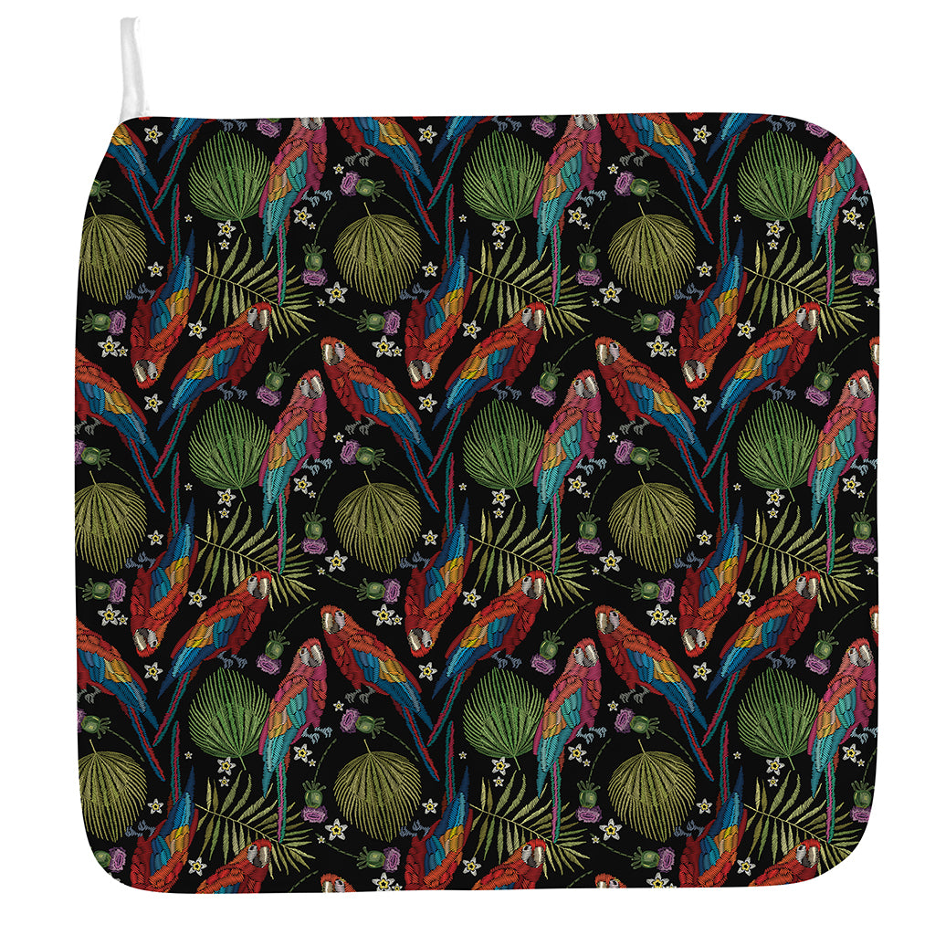 Embroidery Parrot Pattern Print Hand Towel