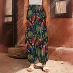 Embroidery Parrot Pattern Print Harem Pants