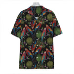 Embroidery Parrot Pattern Print Hawaiian Shirt