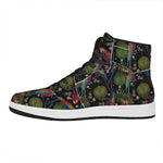 Embroidery Parrot Pattern Print High Top Leather Sneakers