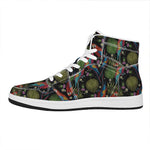 Embroidery Parrot Pattern Print High Top Leather Sneakers