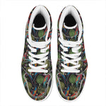 Embroidery Parrot Pattern Print High Top Leather Sneakers