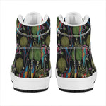 Embroidery Parrot Pattern Print High Top Leather Sneakers