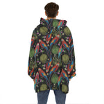 Embroidery Parrot Pattern Print Hoodie Blanket